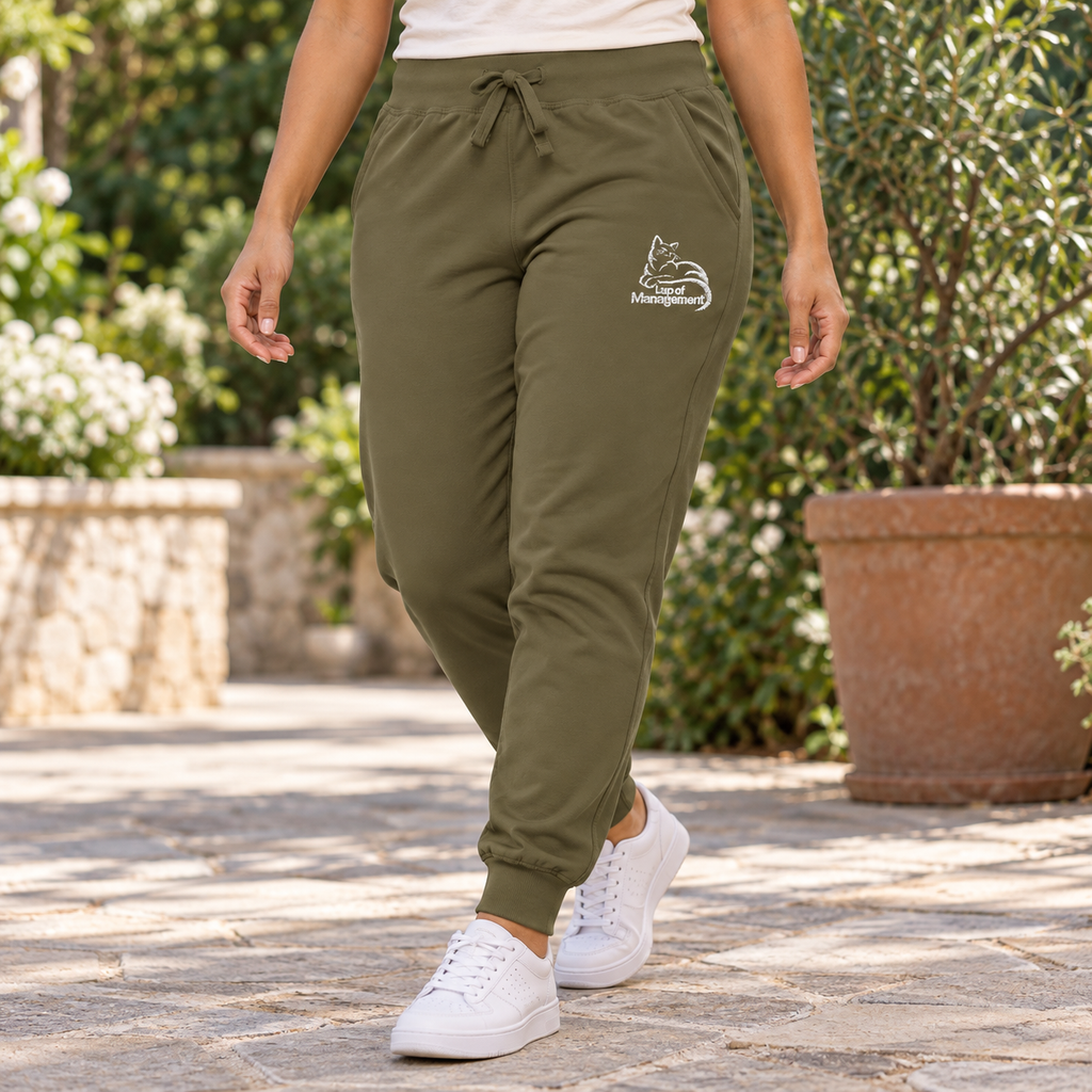 Lap of Management Embroidered Cat Fleece Joggers