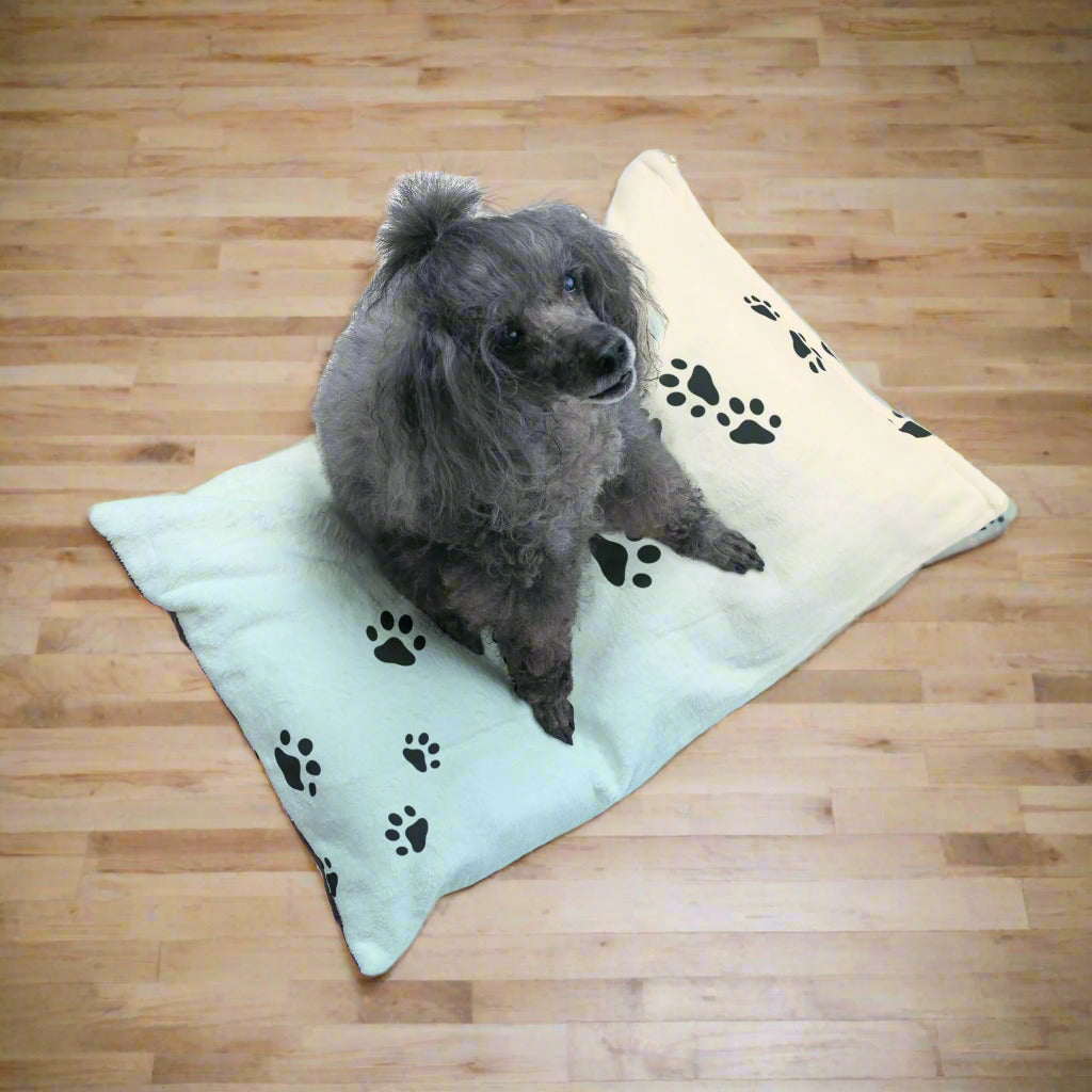 Pastel Paw Print Pet Bed | Cozy Dog & Cat Bed Printify