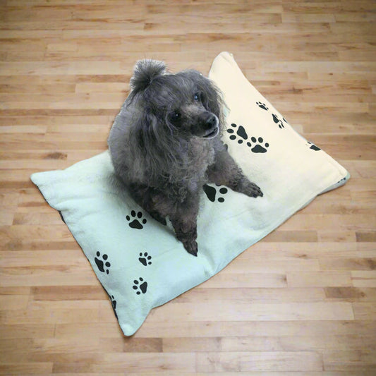 Pastel Paw Print Pet Bed | Cozy Dog & Cat Bed Printify