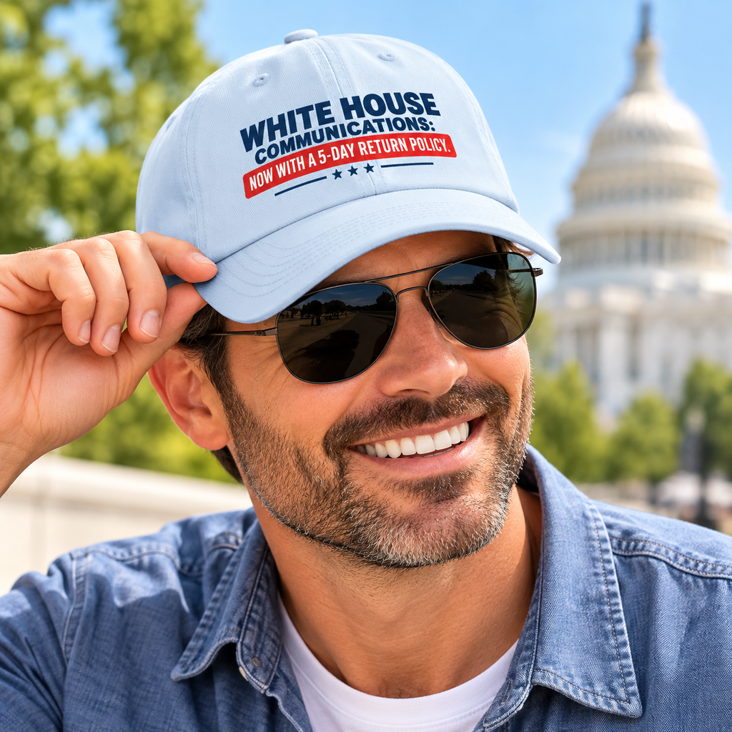 White House Communications 5-Day Return Policy | Funny Political Humor Dad Hat