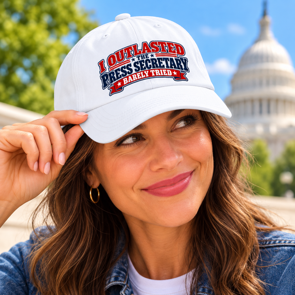 I Outlasted the Press Secretary, Barely Tried | Political Humor Dad Hat