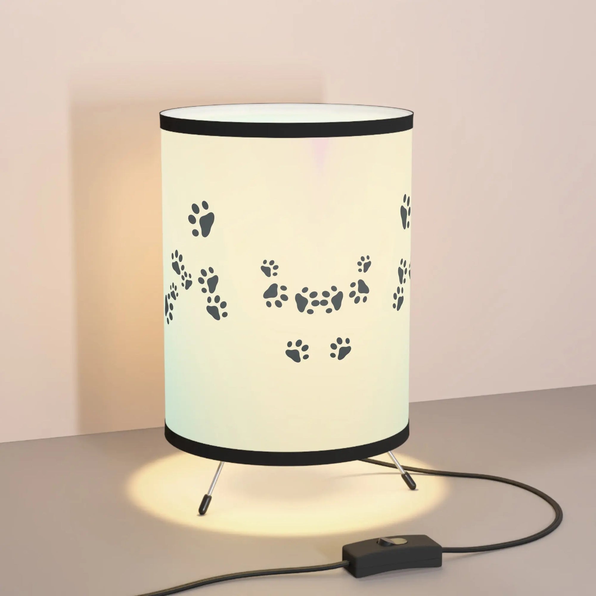 Paw Print Tripod Lamp - Stylish Pet-Inspired Decor for Animal Lovers Printify