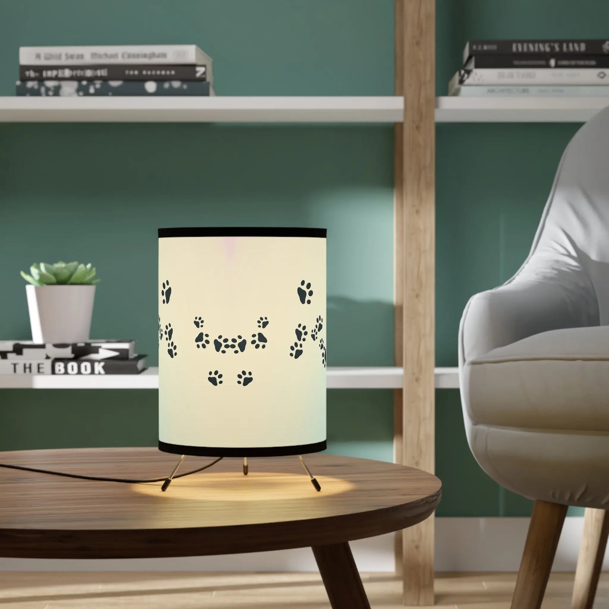 Paw Print Tripod Lamp - Stylish Pet-Inspired Decor for Animal Lovers Printify