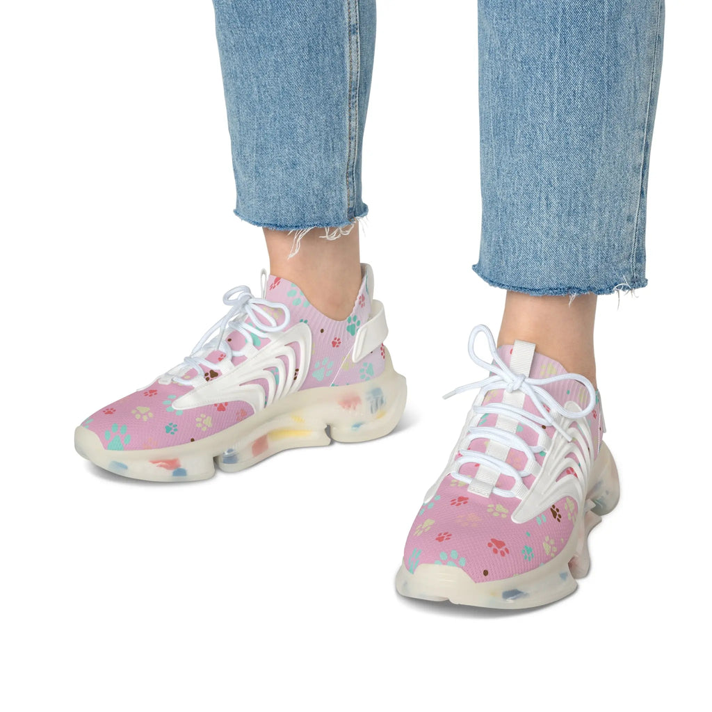 Paw Print Women's Mesh Sneakers - Stylish & Comfortable Printify
