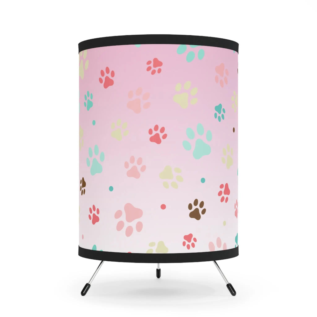 Playful Paw Print Tripod Lamp - High-Res Print for Pet Lovers Printify