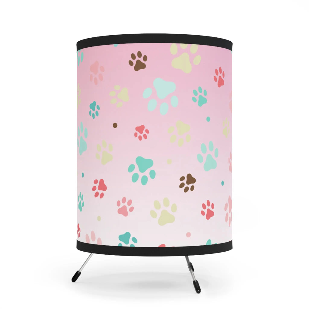 Playful Paw Print Tripod Lamp - High-Res Print for Pet Lovers Printify