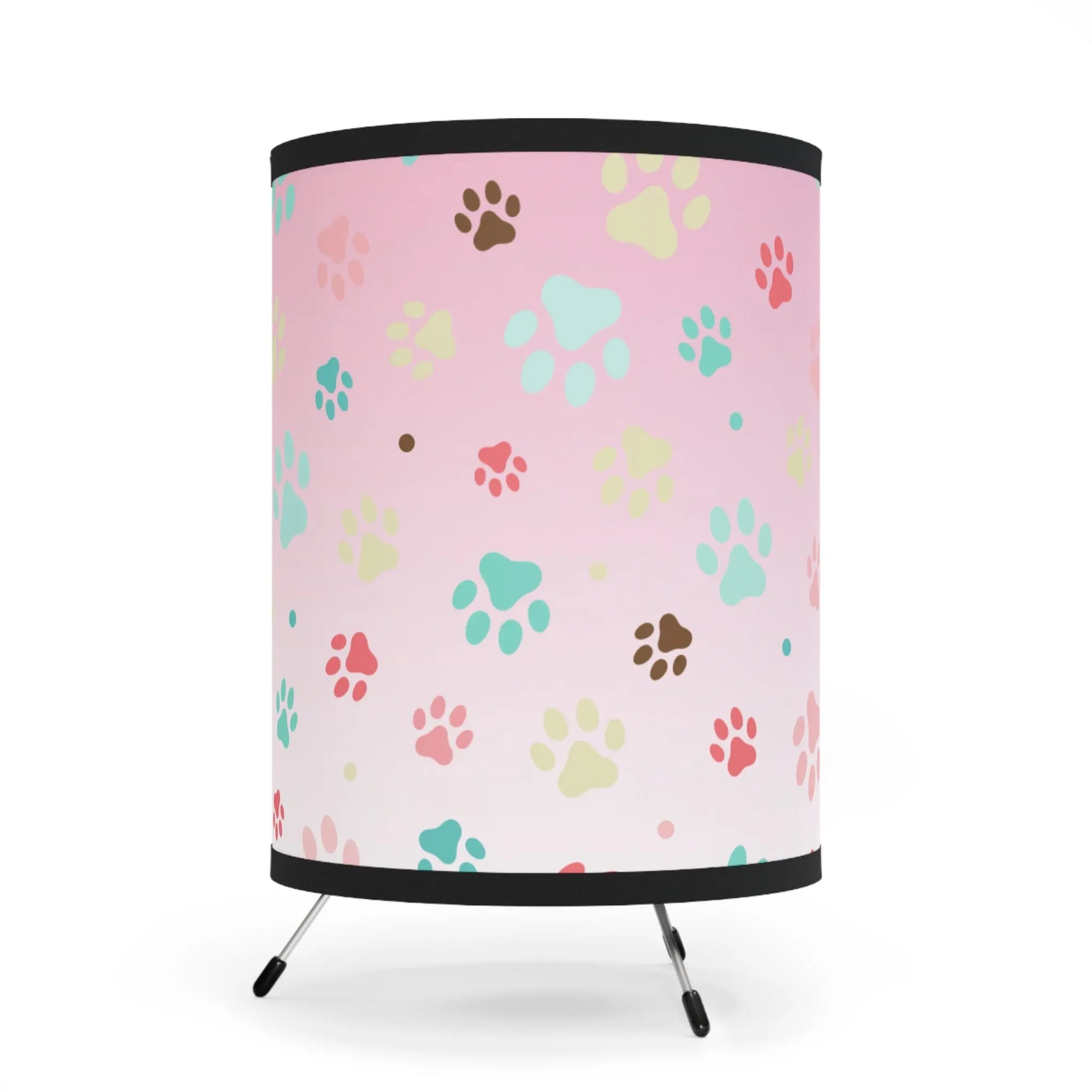 Playful Paw Print Tripod Lamp - High-Res Print for Pet Lovers Printify