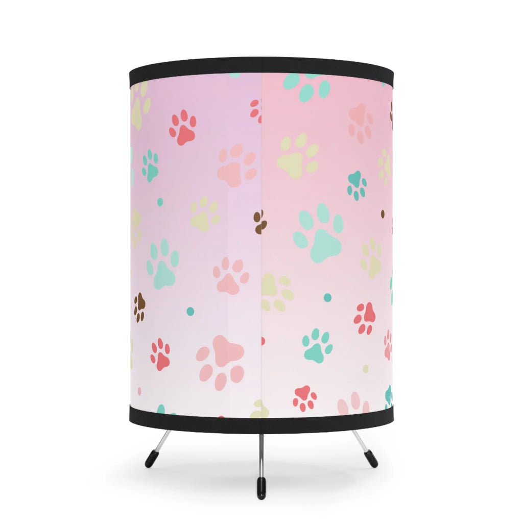 Playful Paw Print Tripod Lamp - High-Res Print for Pet Lovers Printify