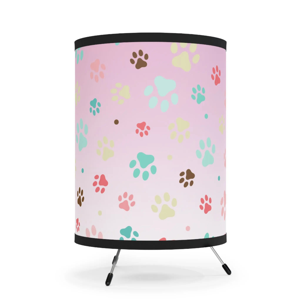 Playful Paw Print Tripod Lamp - High-Res Print for Pet Lovers Printify