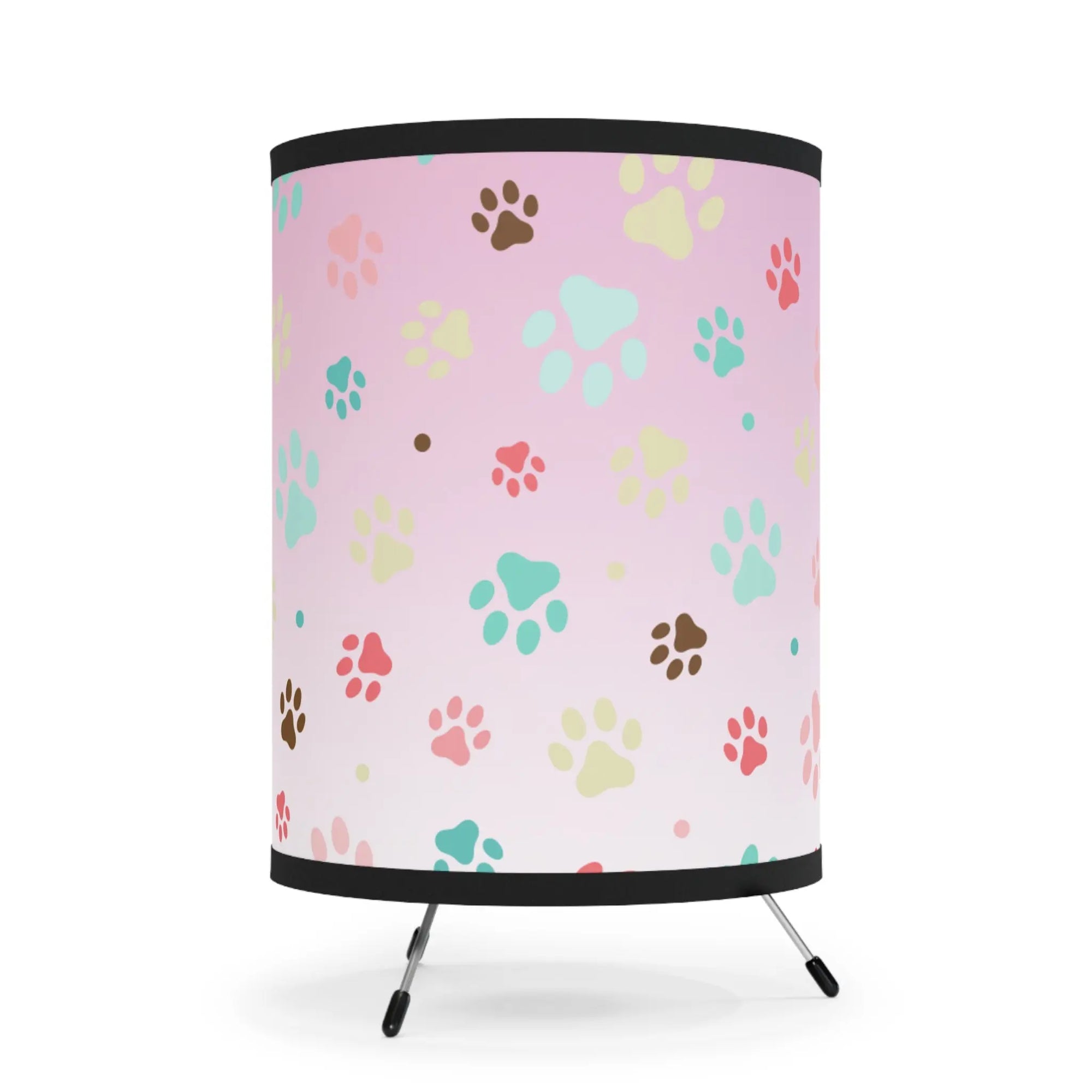 Playful Paw Print Tripod Lamp - High-Res Print for Pet Lovers Printify