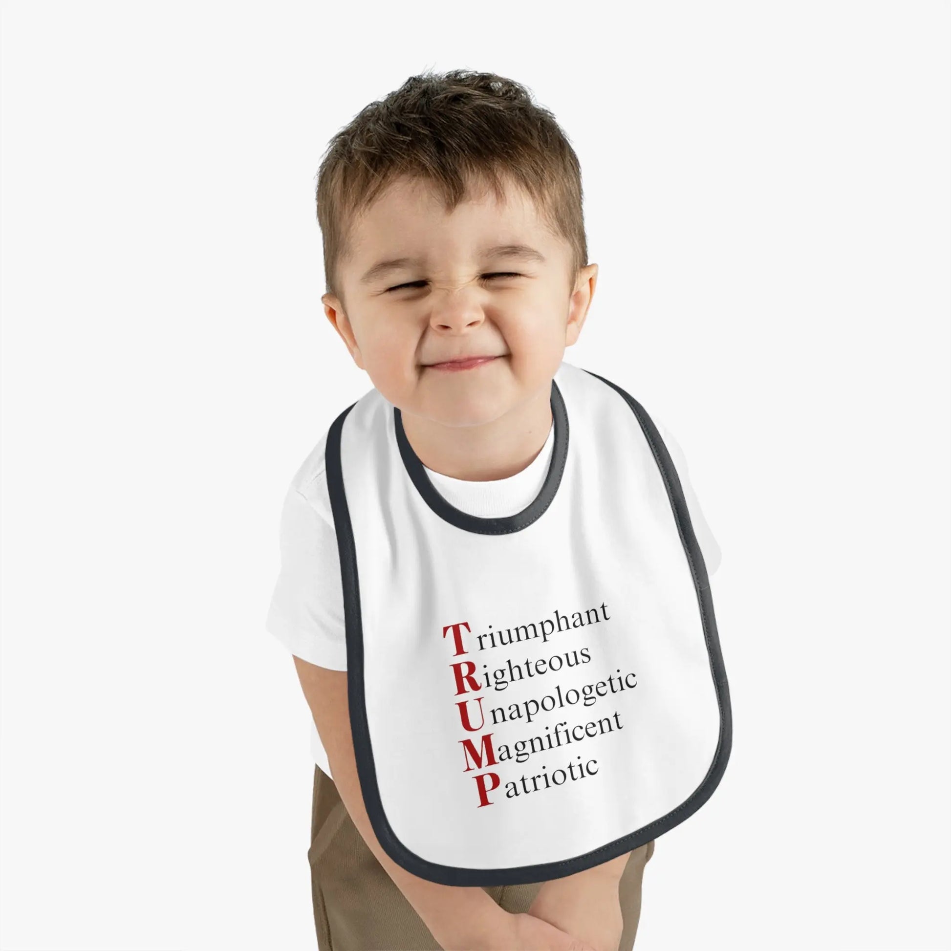 Political Baby Bib - Pro-Trump Word Play Design Printify