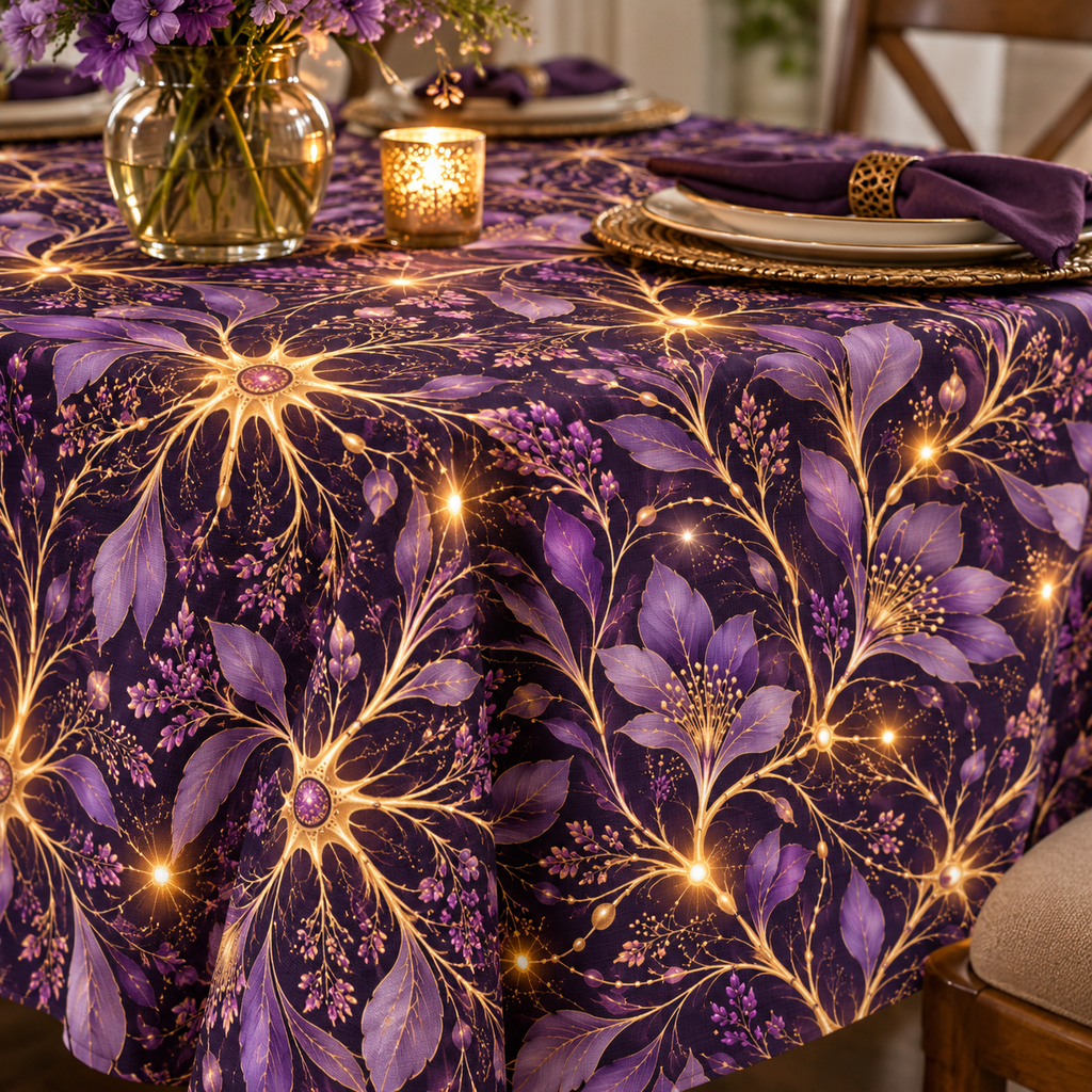Beautifully Miswired | Purple & Gold Epilepsy Awareness Neuron Tablecloth