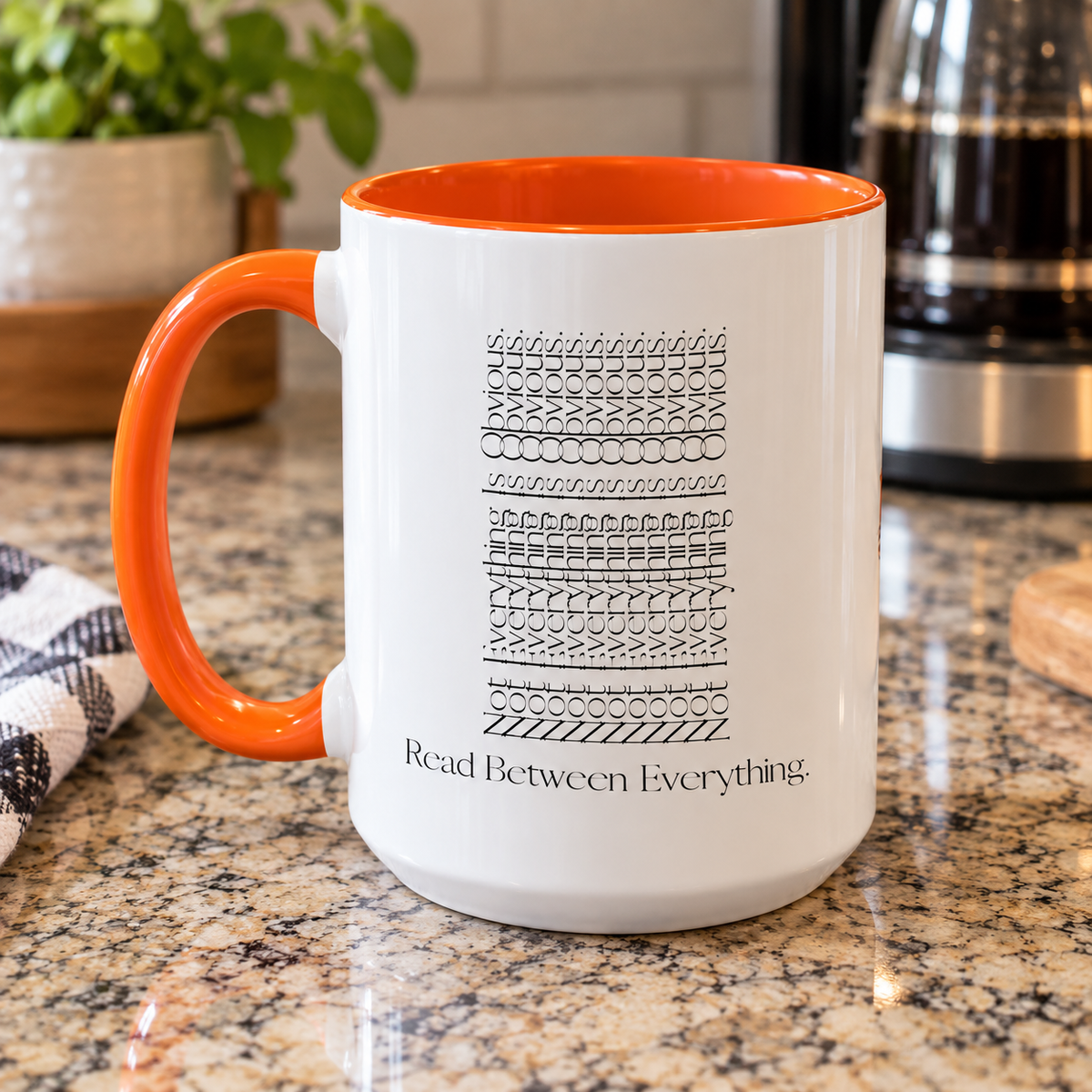 Read Between Everything Mug | Hidden Message True Crime & Social Media Coffee Cup, 11/15oz