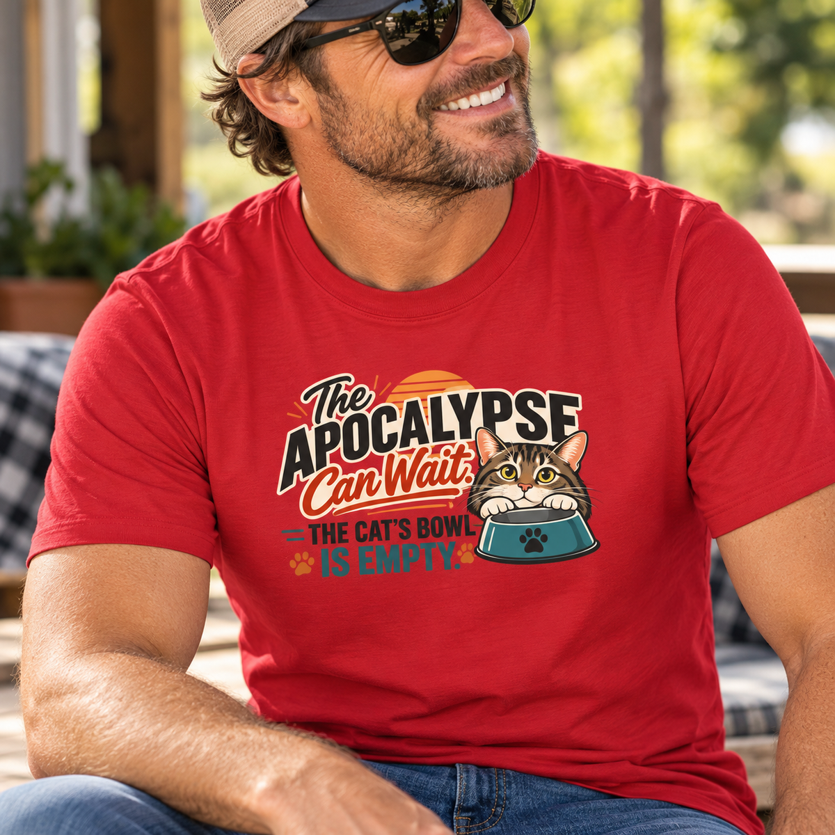 The Apocalypse Can Wait T-Shirt | Funny Cat Lover Shirt | The Cat's Bowl Is Empty