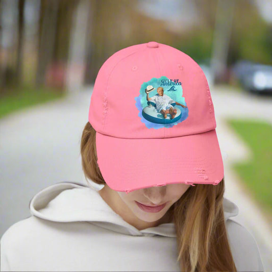 Relaxing Unisex Distressed Cap - 'Gulf of America' Design for Summer Vibes Printify