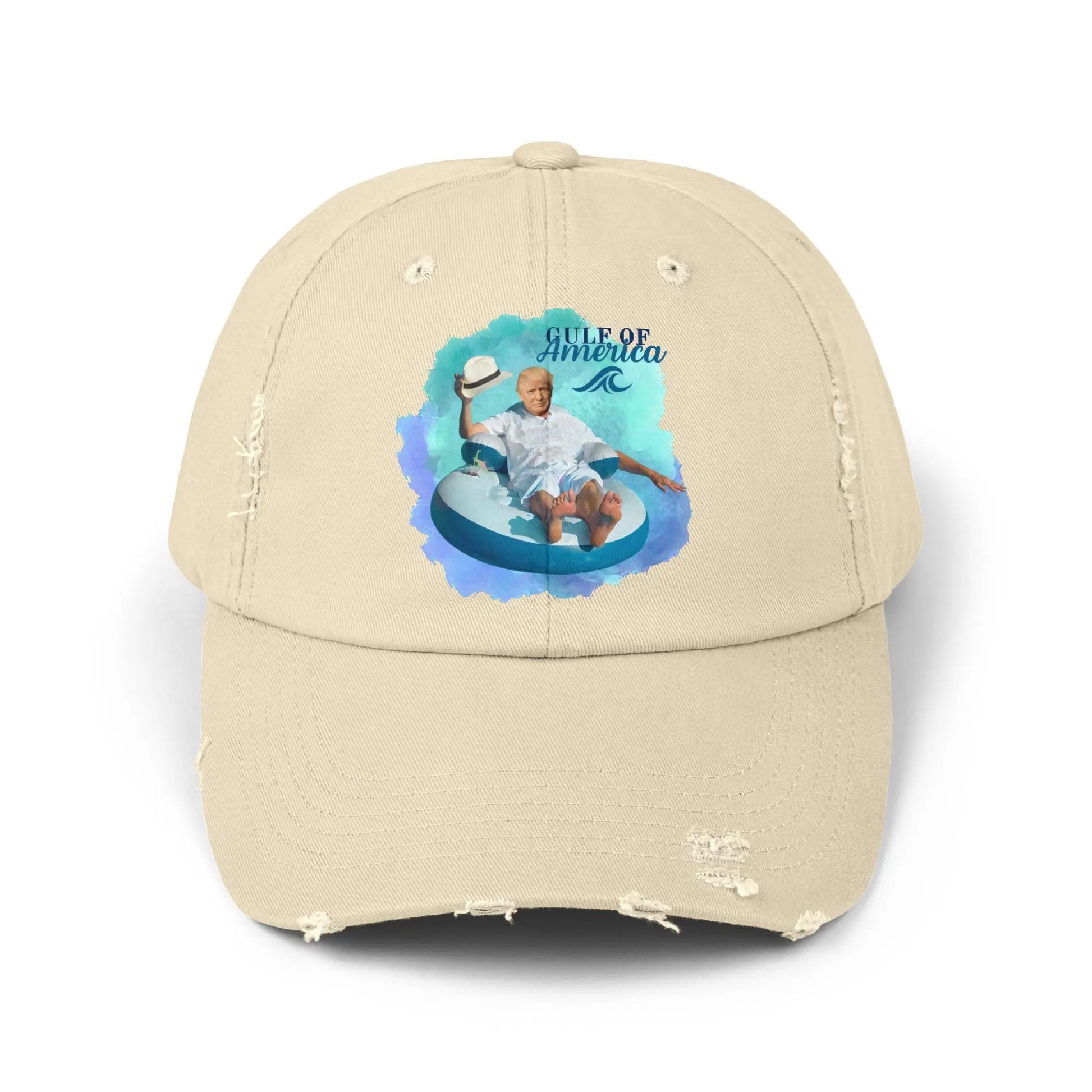 Relaxing Unisex Distressed Cap - 'Gulf of America' Design for Summer Vibes Printify