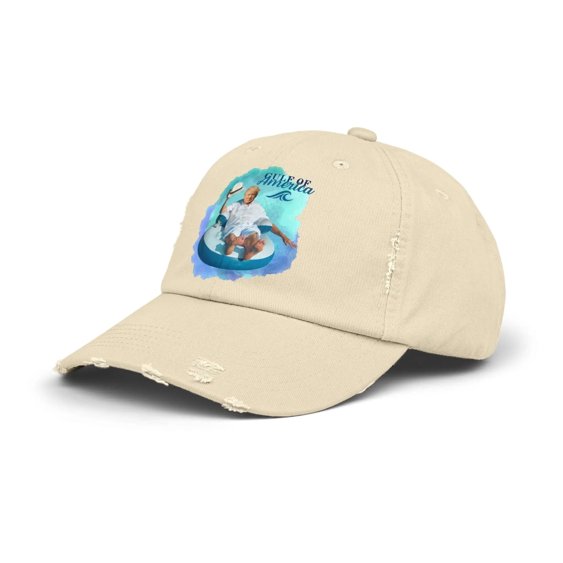 Relaxing Unisex Distressed Cap - 'Gulf of America' Design for Summer Vibes Printify