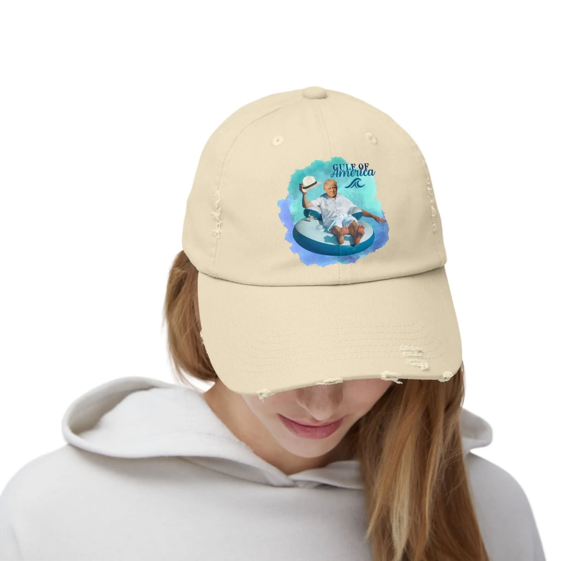 Relaxing Unisex Distressed Cap - 'Gulf of America' Design for Summer Vibes Printify