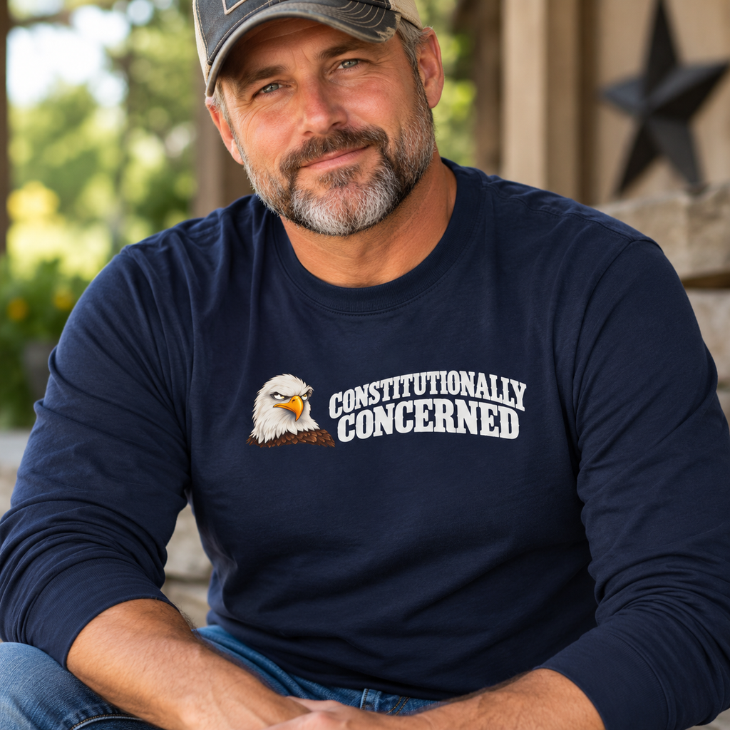 Constitutionally Concerned Bald Eagle Long Sleeve T-Shirt | Patriotic Humor