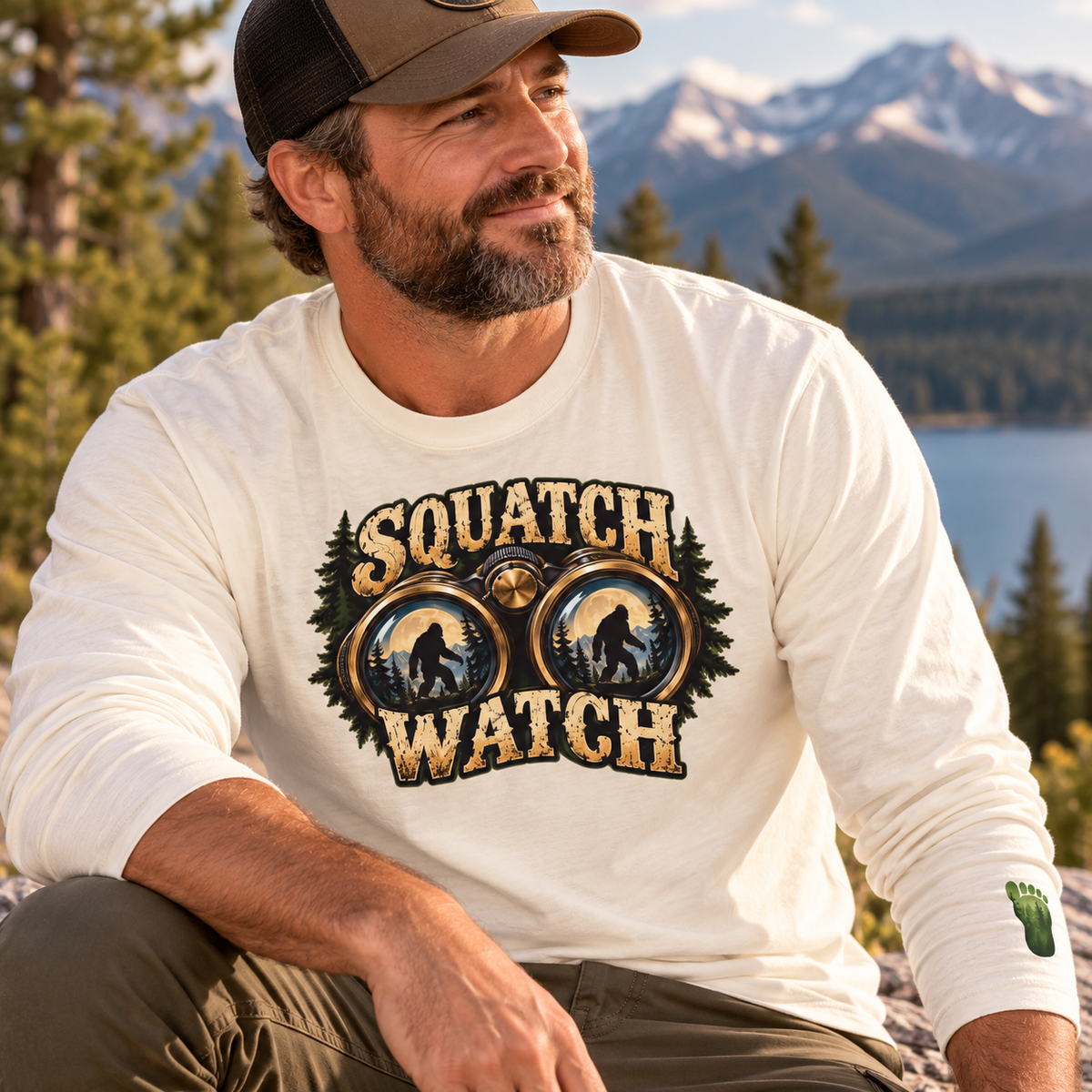 Squatch Watch Bigfoot Long Sleeve Shirt | Sasquatch Graphic Tee