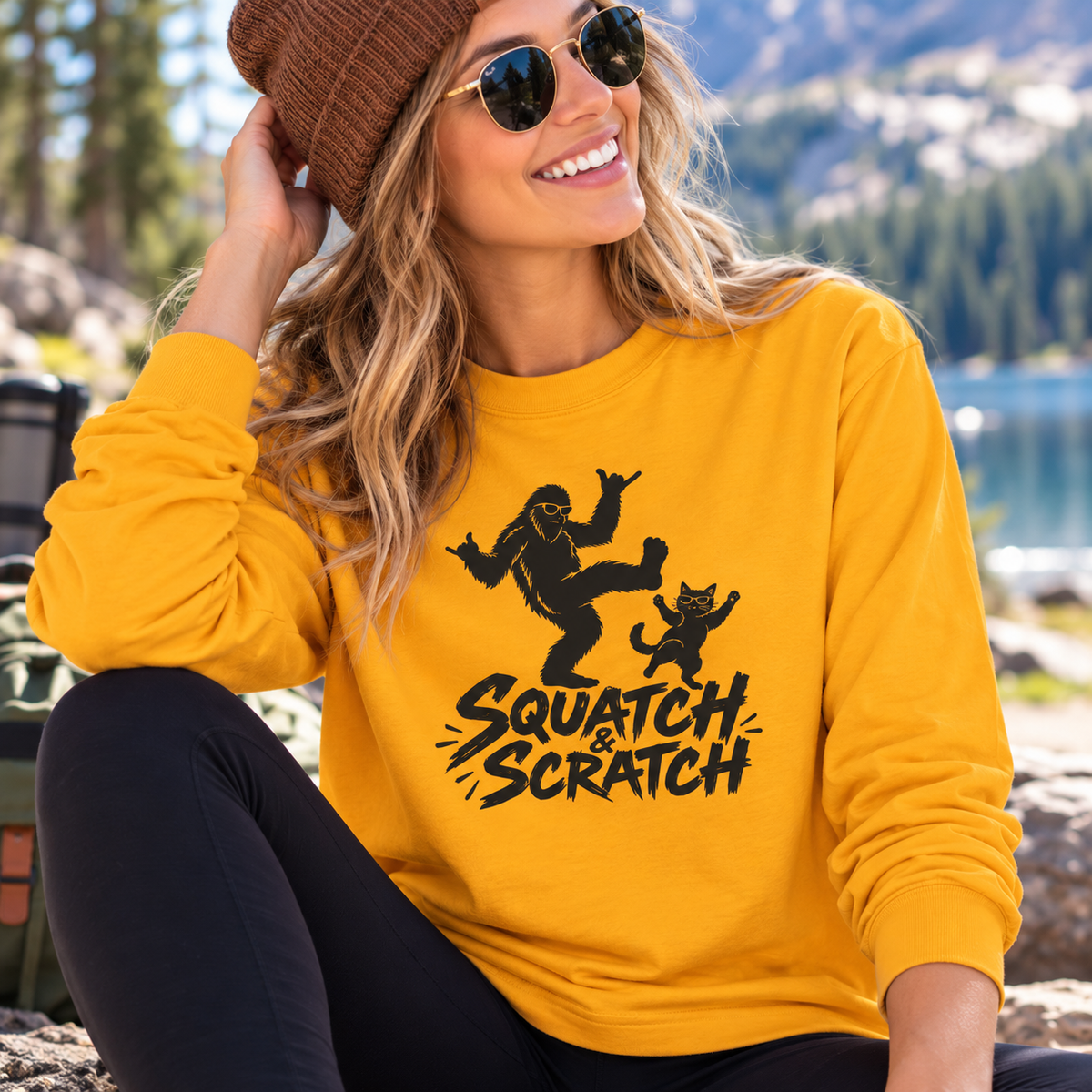 Squatch Scratch Long Sleeve Tee — Bigfoot Graphic Shirt