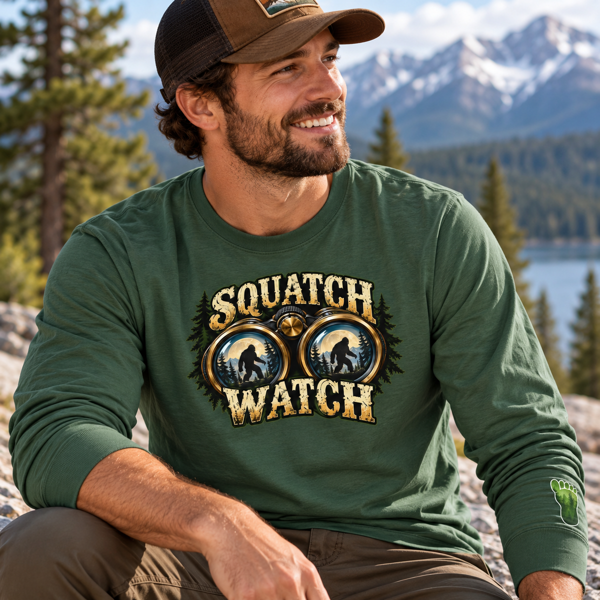 Squatch Watch Bigfoot Long Sleeve Shirt | Sasquatch Graphic Tee