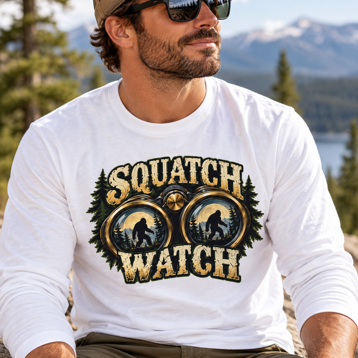 Squatch Watch Bigfoot Long Sleeve Shirt | Sasquatch Graphic Tee