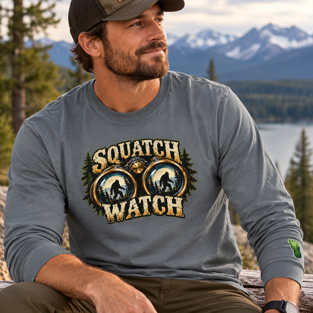 Squatch Watch Bigfoot Long Sleeve Shirt | Sasquatch Graphic Tee