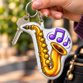 Saxophone Meme Plush Keychain | Double-Sided Musical Reaction Keyring