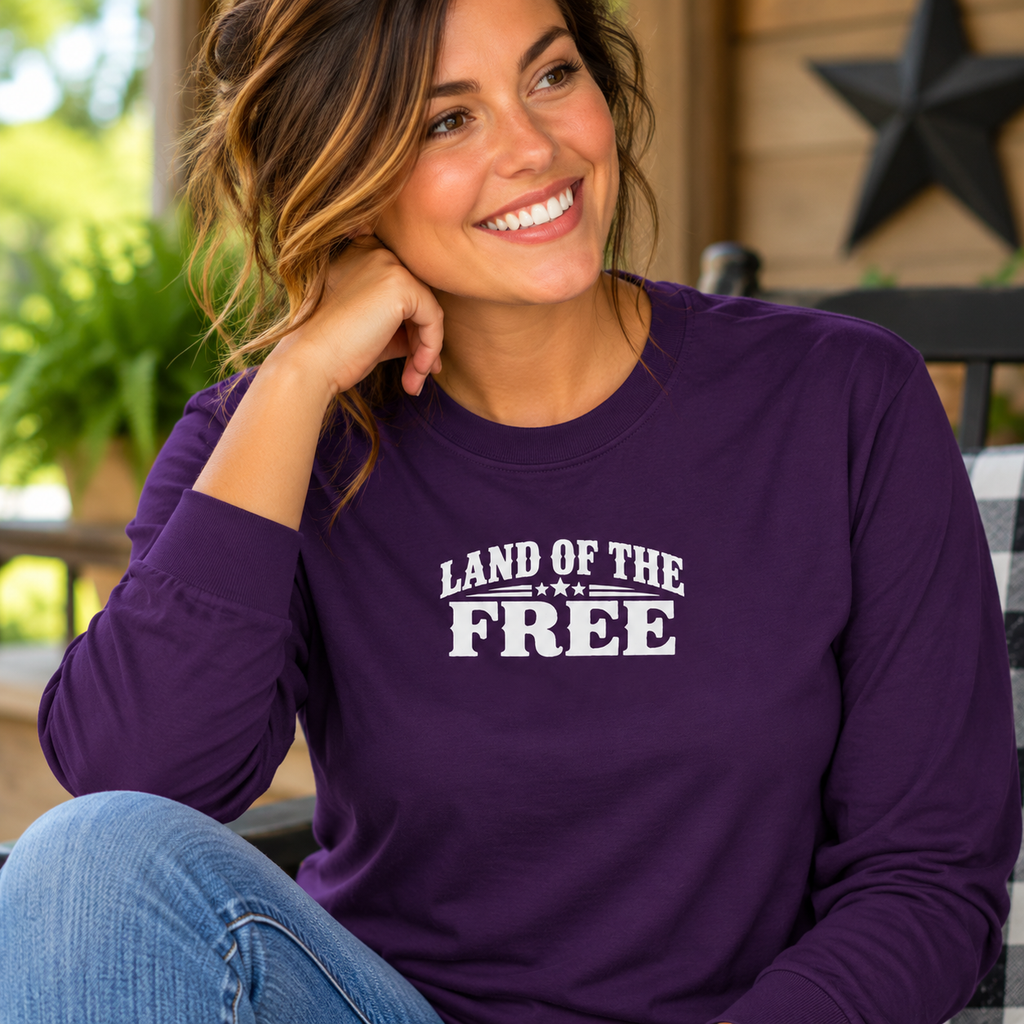 Land of the Free Long Sleeve T-Shirt | Vintage Patriotic American Freedom Tee