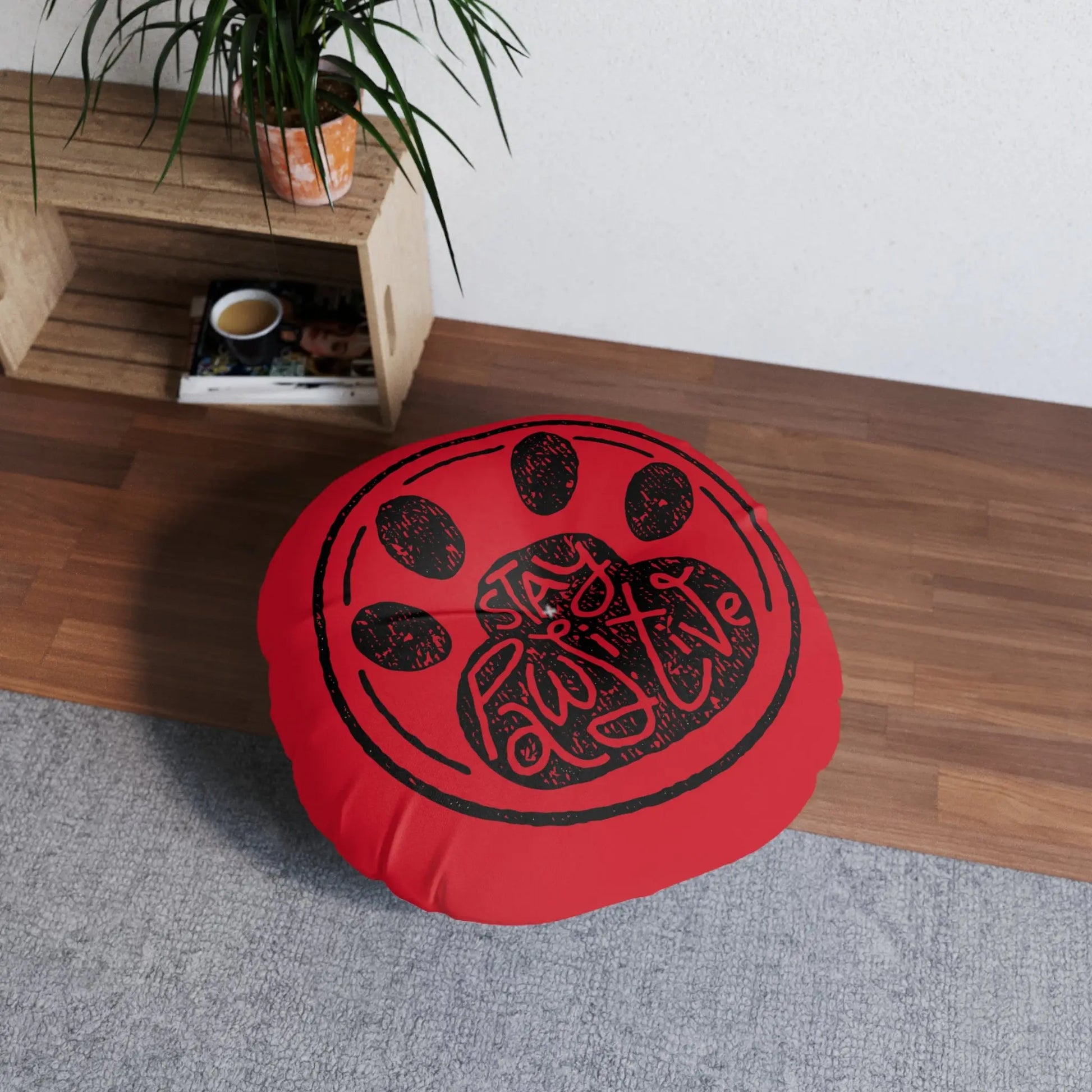 Stay Paw-sitive Round Tufted Floor Pillow for Pet Lovers Printify