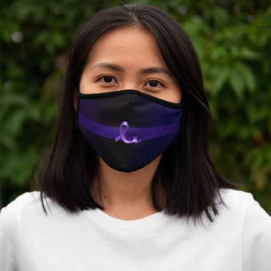 Stylish Fitted Polyester Face Mask with Purple Epilepsy Ribbon Design Printify