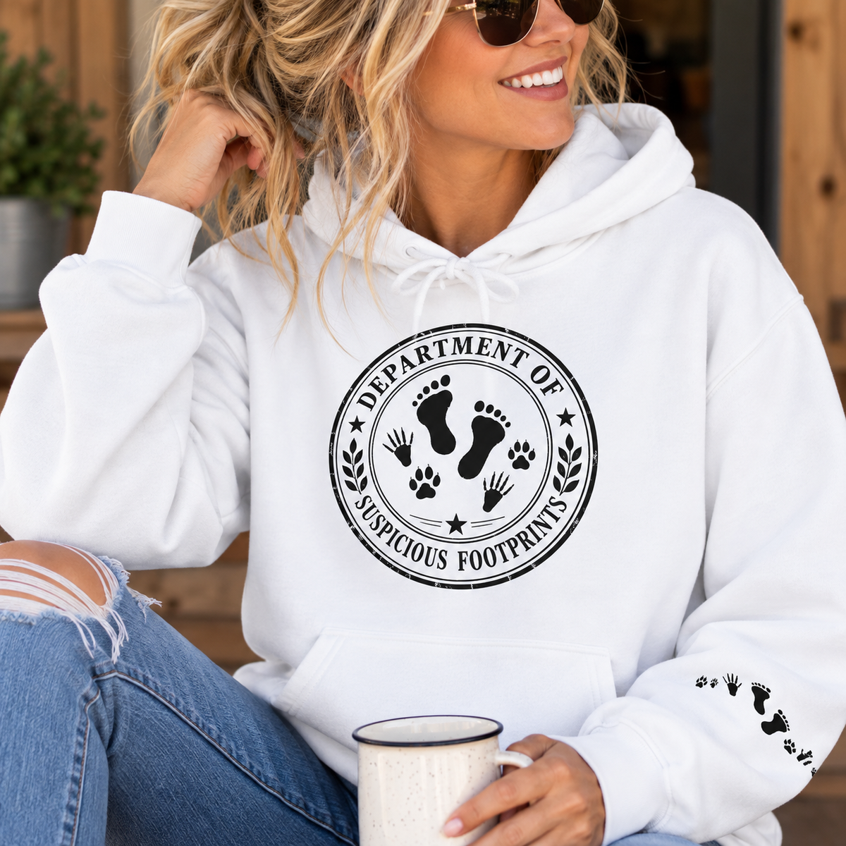 Department of Suspicious Footprints Hoodie | Bigfoot, Raccoon & Cat Cryptid Sweatshirt