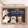 “Don’t Let the Cat Out” Personalized Cat Warning Mat | Pet Owner Home Decor
