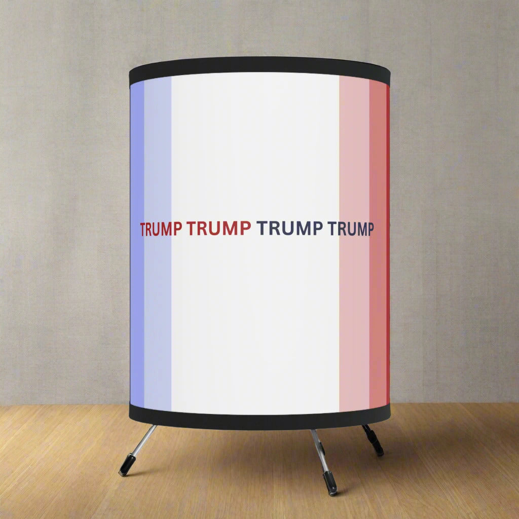Trump-Themed Tripod Lamp with High-Res Printed Shade - Perfect for Home Decor Printify