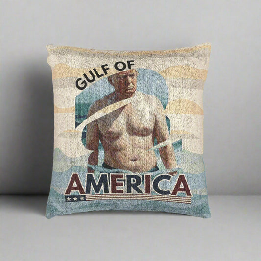 Vintage Gulf of America Woven Pillow - Coastal Home Decor Printify