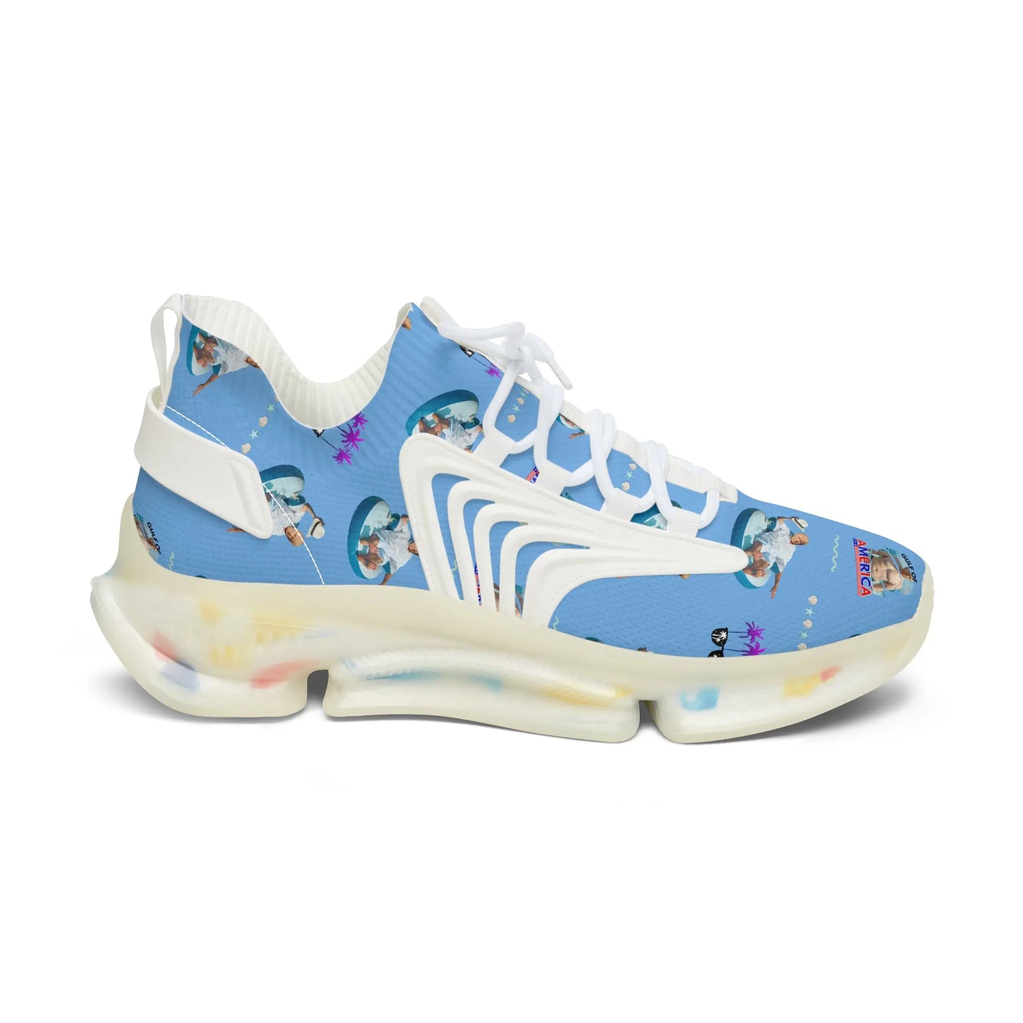 Women's Fun Trump on the Gulf of America Mesh Sneakers Printify