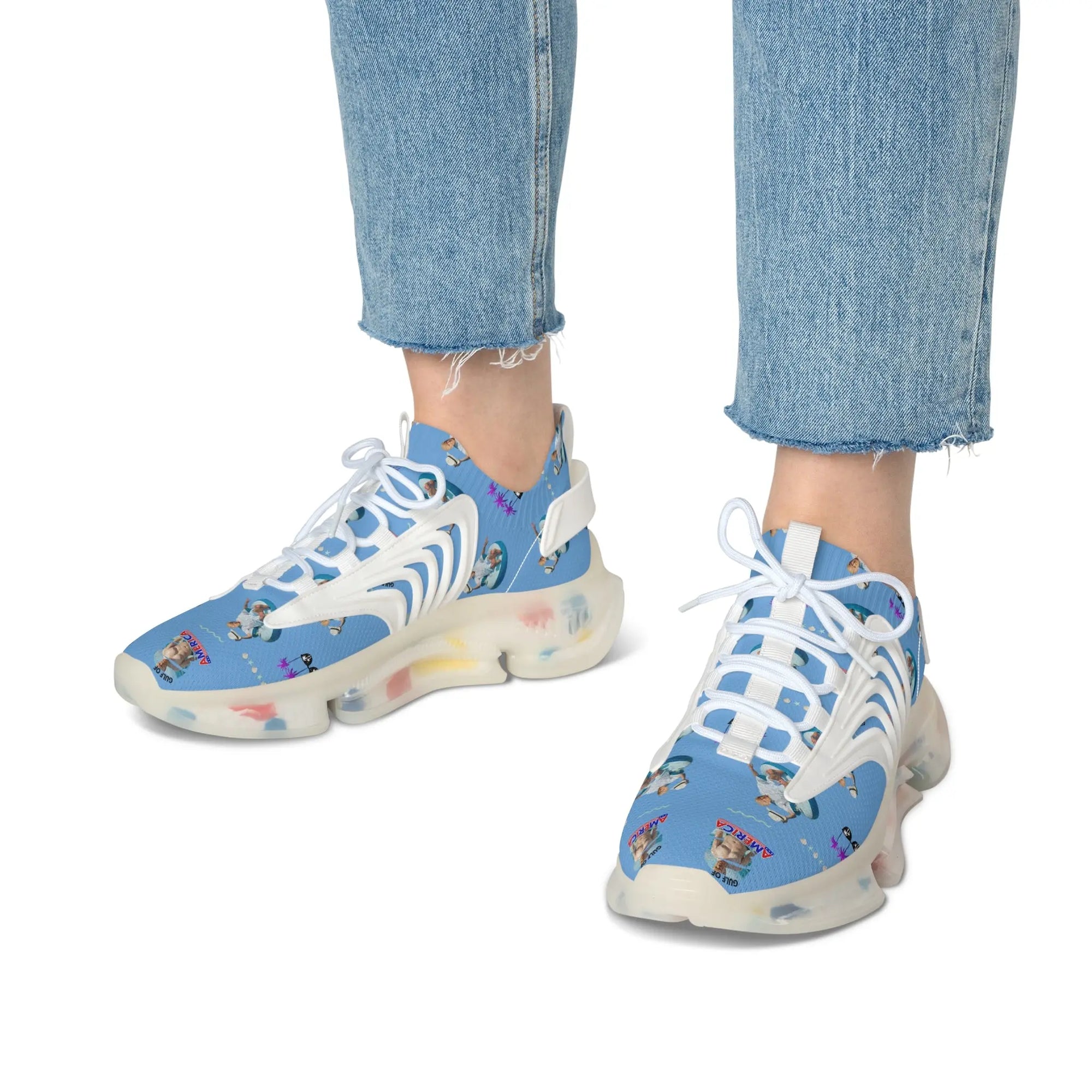 Women's Fun Trump on the Gulf of America Mesh Sneakers Printify