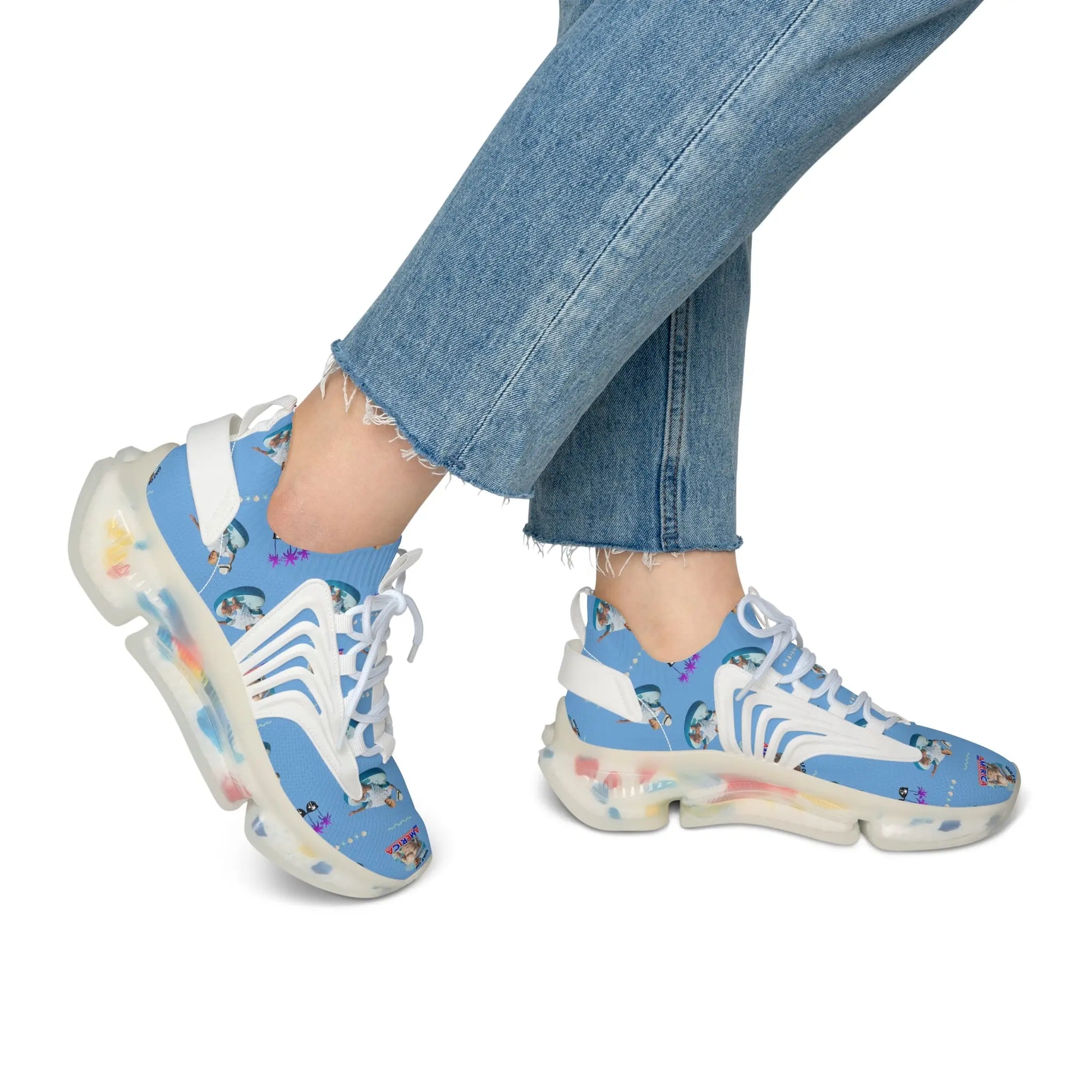 Women's Fun Trump on the Gulf of America Mesh Sneakers Printify