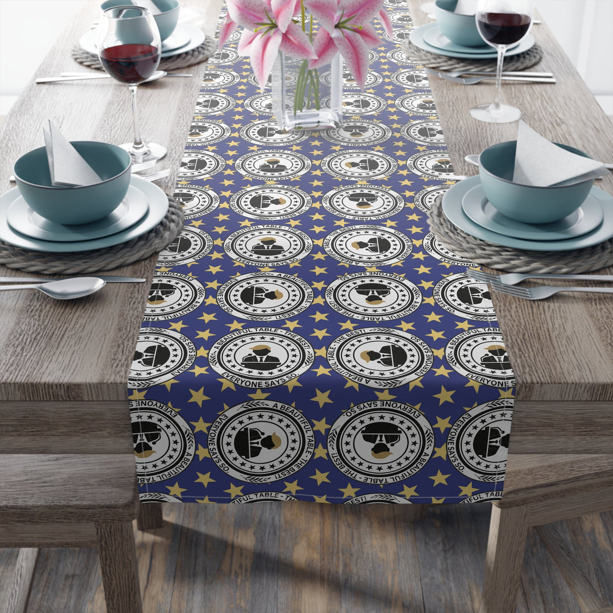 A Beautiful Table Table Runner – Faux Official Parody Seal Pattern - Decor, Home, Tablecloths & Runners - EpiAl's Shop