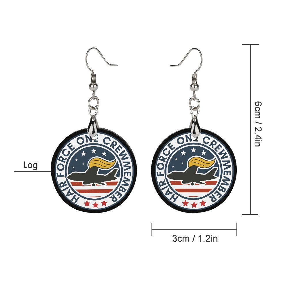 Hair Force One Crew Member Wood Earrings – Political Parody Statement Dangles