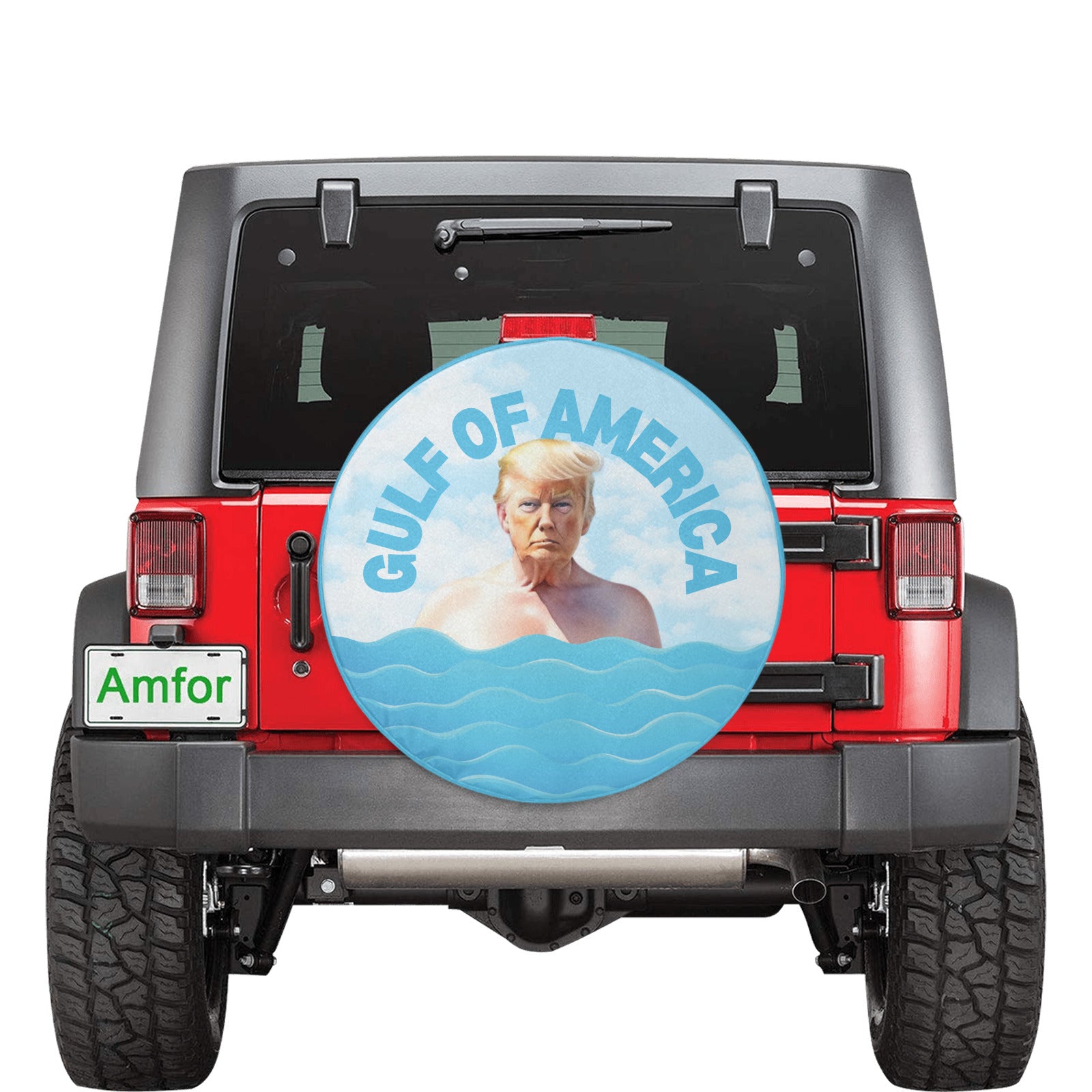 Trump in the Gulf Spare Tire Cover (Medium)(16")