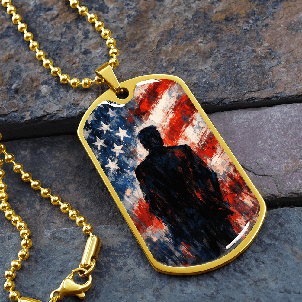 Abstract Americana Silhouette Dog Tag Necklace – Patriotic Statement Pendant - Jewelry, Necklaces - EpiAl's Shop