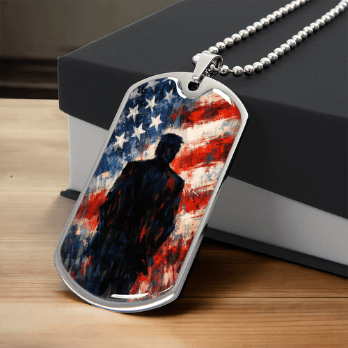 Abstract Americana Silhouette Dog Tag Necklace – Patriotic Statement Pendant - Jewelry, Necklaces - EpiAl's Shop