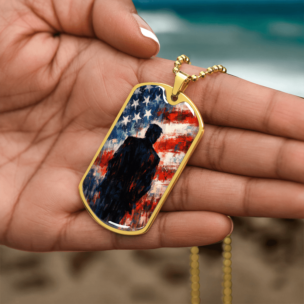 Abstract Americana Silhouette Dog Tag Necklace – Patriotic Statement Pendant - Jewelry, Necklaces - EpiAl's Shop