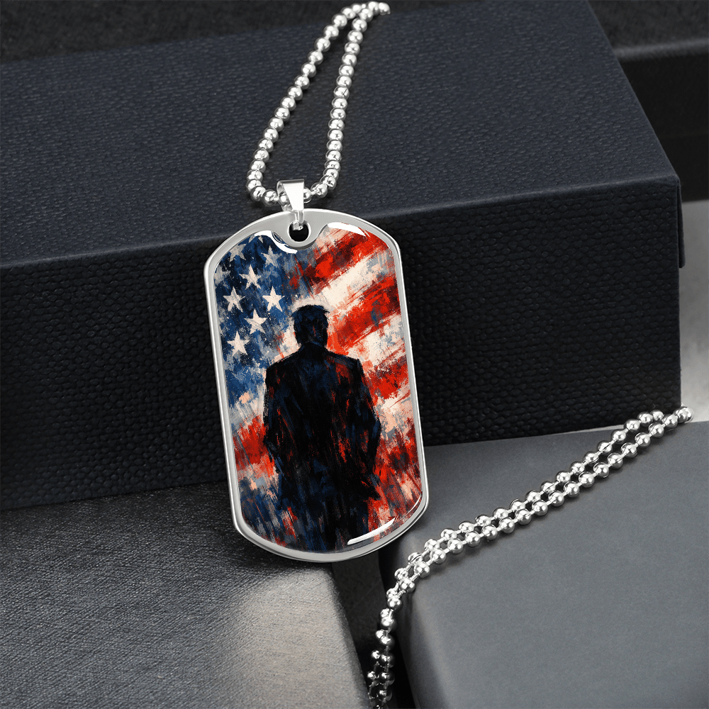 Abstract Americana Silhouette Dog Tag Necklace – Patriotic Statement Pendant - Jewelry, Necklaces - EpiAl's Shop