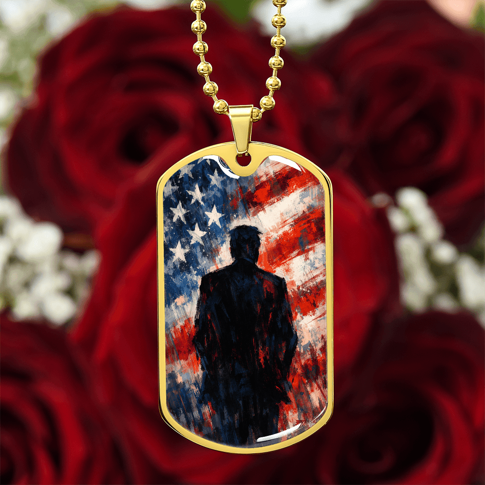 Abstract Americana Silhouette Dog Tag Necklace – Patriotic Statement Pendant - Jewelry, Necklaces - EpiAl's Shop