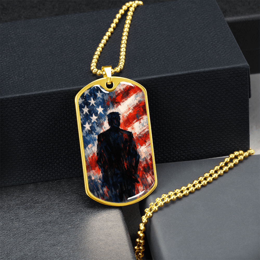 Abstract Americana Silhouette Dog Tag Necklace – Patriotic Statement Pendant - Jewelry, Necklaces - EpiAl's Shop