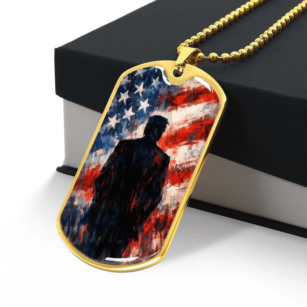 Abstract Americana Silhouette Dog Tag Necklace – Patriotic Statement Pendant - Jewelry, Necklaces - EpiAl's Shop