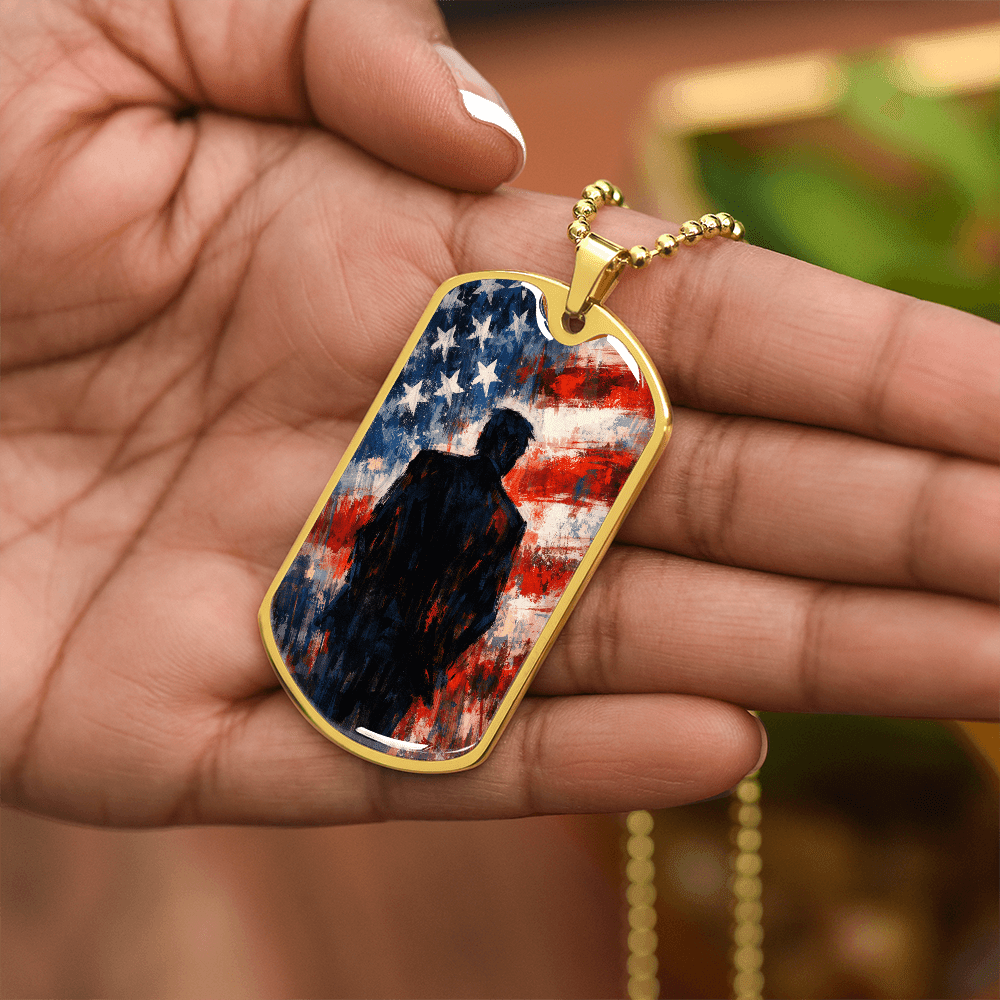 Abstract Americana Silhouette Dog Tag Necklace – Patriotic Statement Pendant - Jewelry, Necklaces - EpiAl's Shop